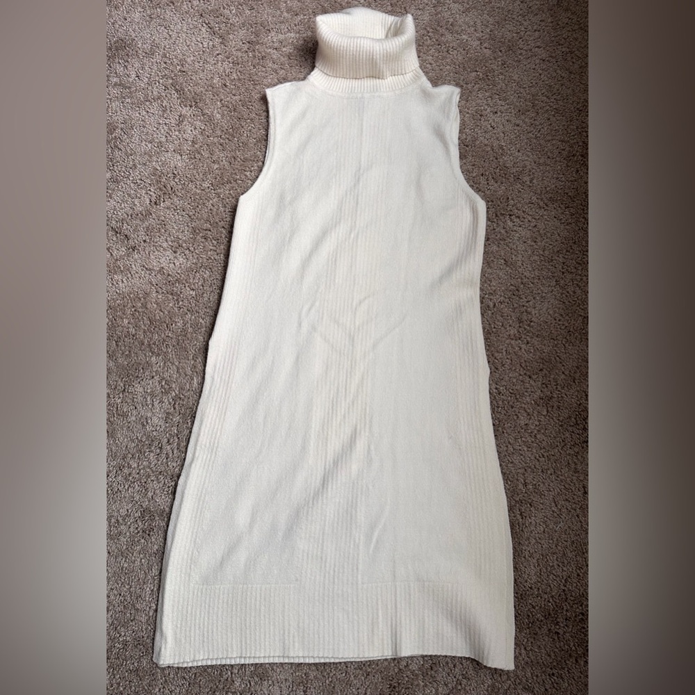 White House Black Market Cream Sleeveless Midi Dress